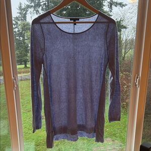 Eileen Fisher Sheer Blue Long Sleeve Top Wool Alpaca Oversized
